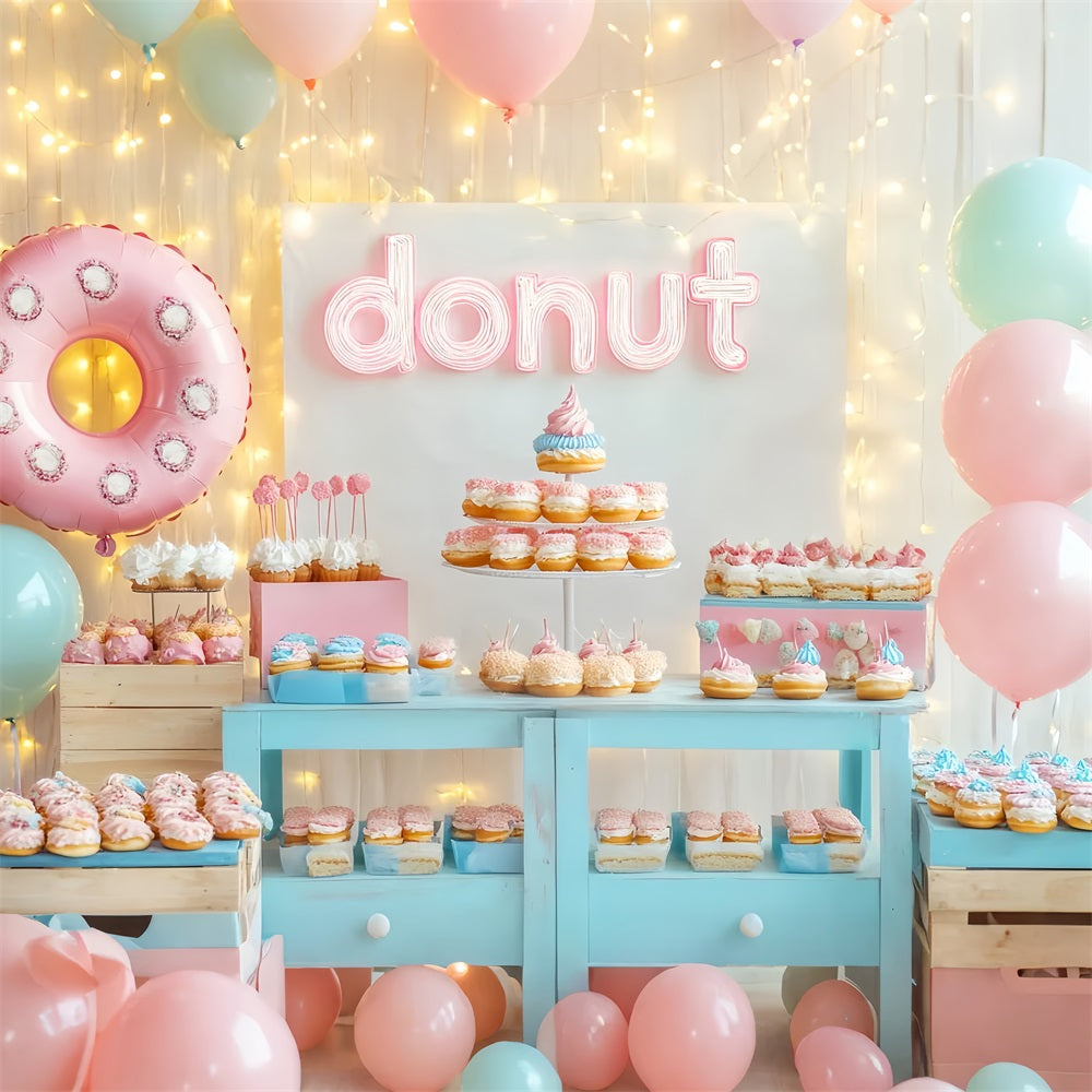 Neugeborenen Fotohintergrund Bunte Donuts Desserttisch Neugeborenen Fotohintergrund LXX58-346