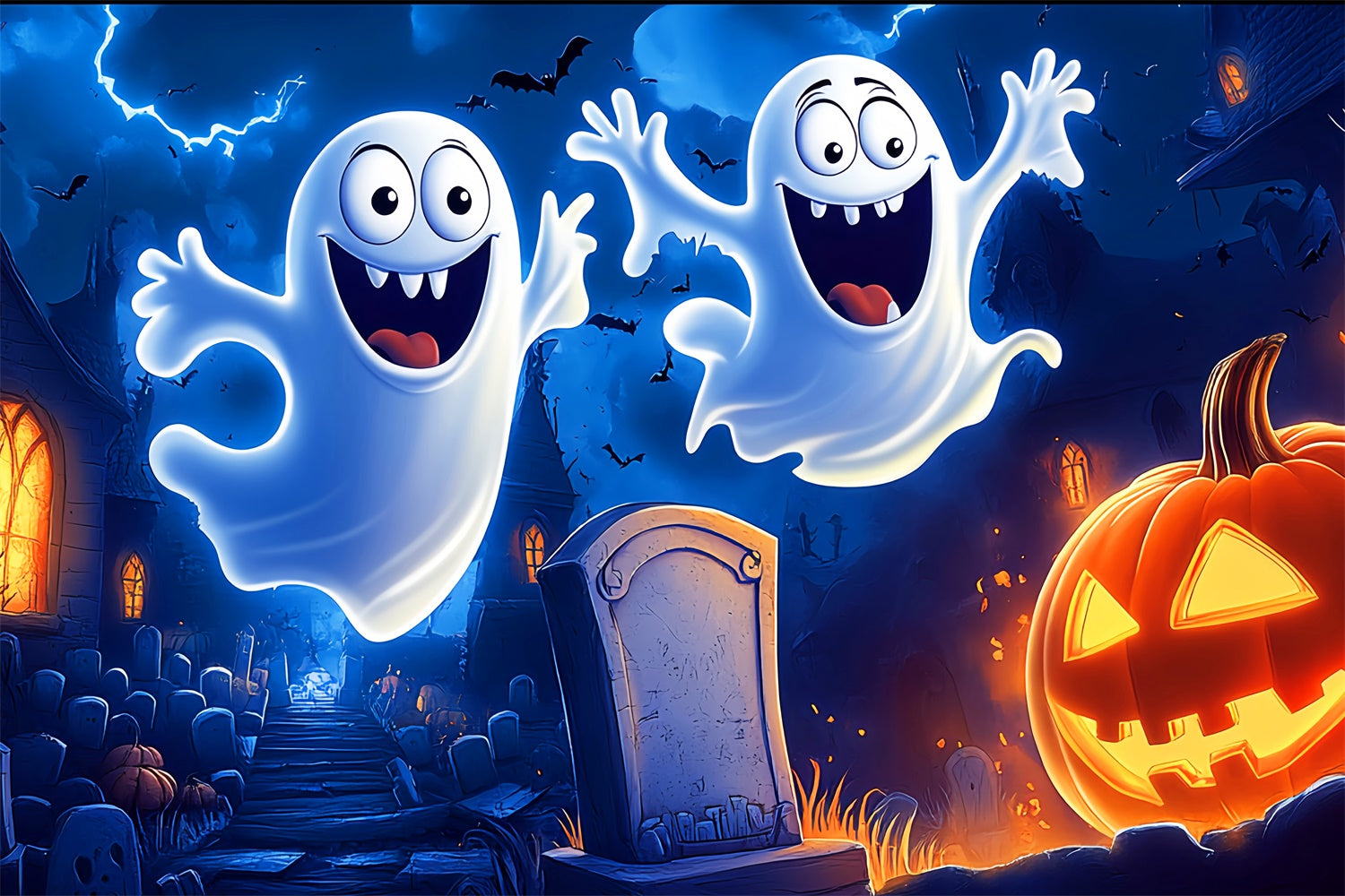 Halloween Fotokulissen Lächelnder Geist Parade Foto Hintergrund LXX58-35