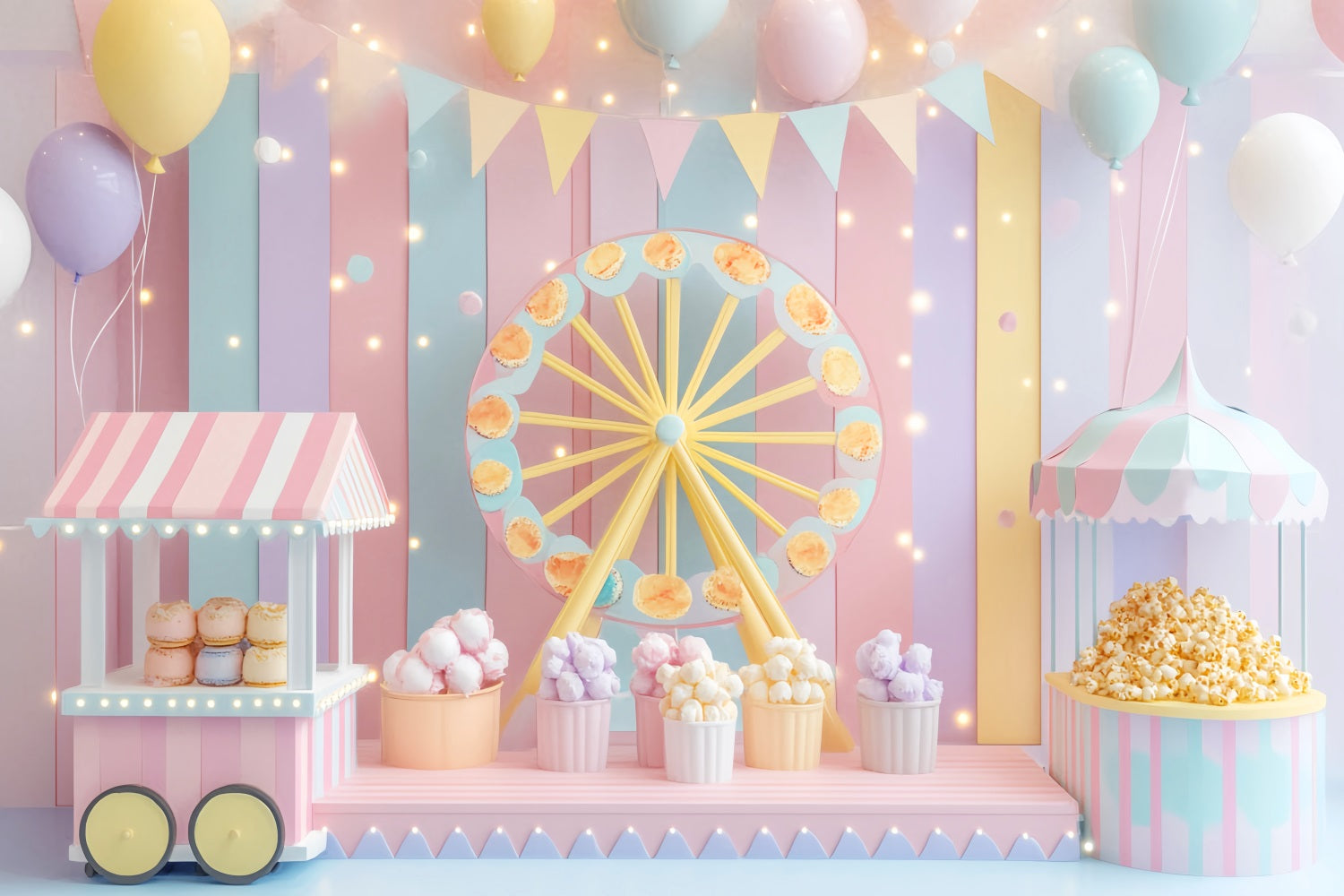 Neugeborenen Fotohintergrund Pastellfarbenes Karussell KinderStudio Hintergründe LXX58-352