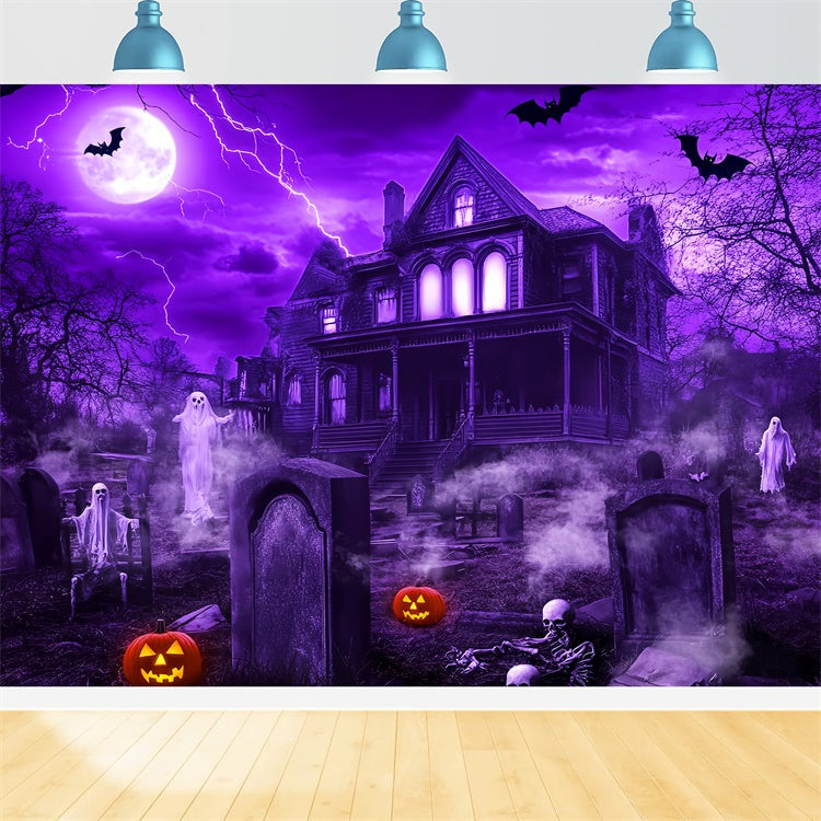 Spukhaus Foto Hintergrund Unheimliches Herrenhaus Nacht Hintergrundkulisse LXX58-36