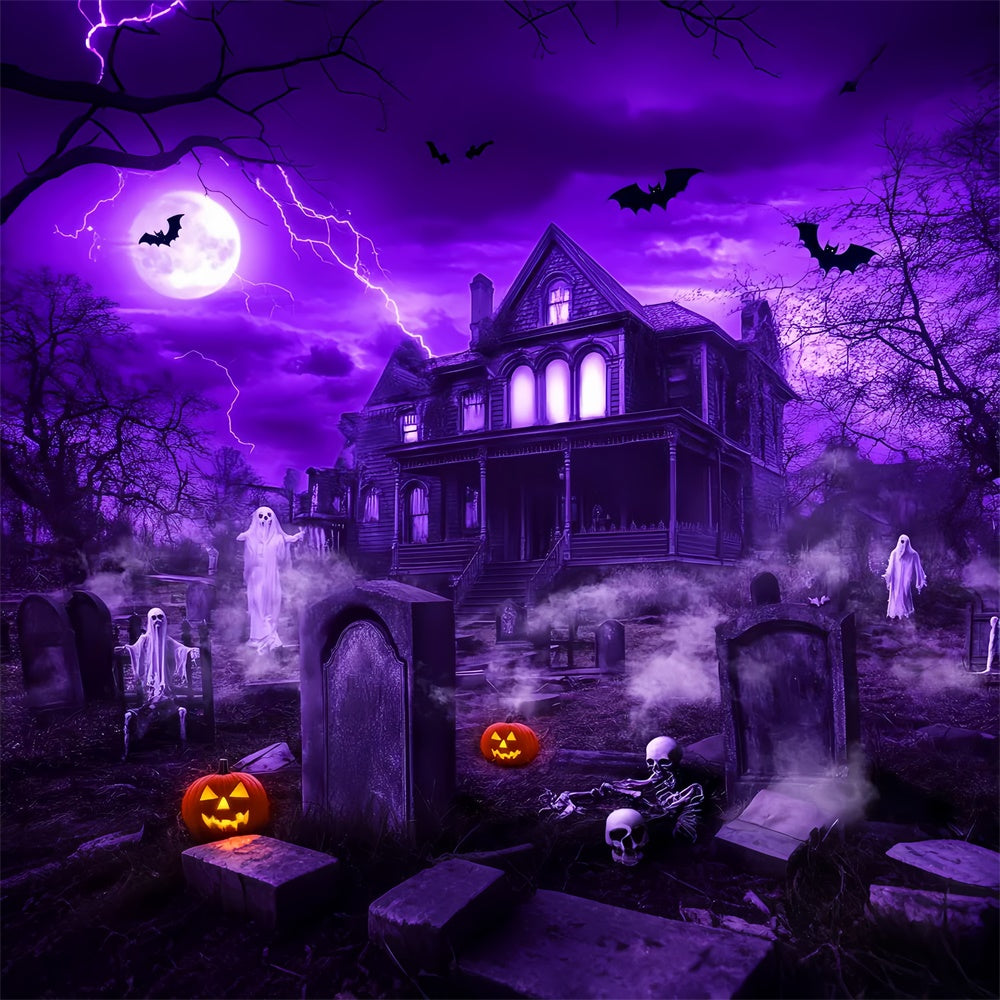 Spukhaus Foto Hintergrund Unheimliches Herrenhaus Nacht Hintergrundkulisse LXX58-36