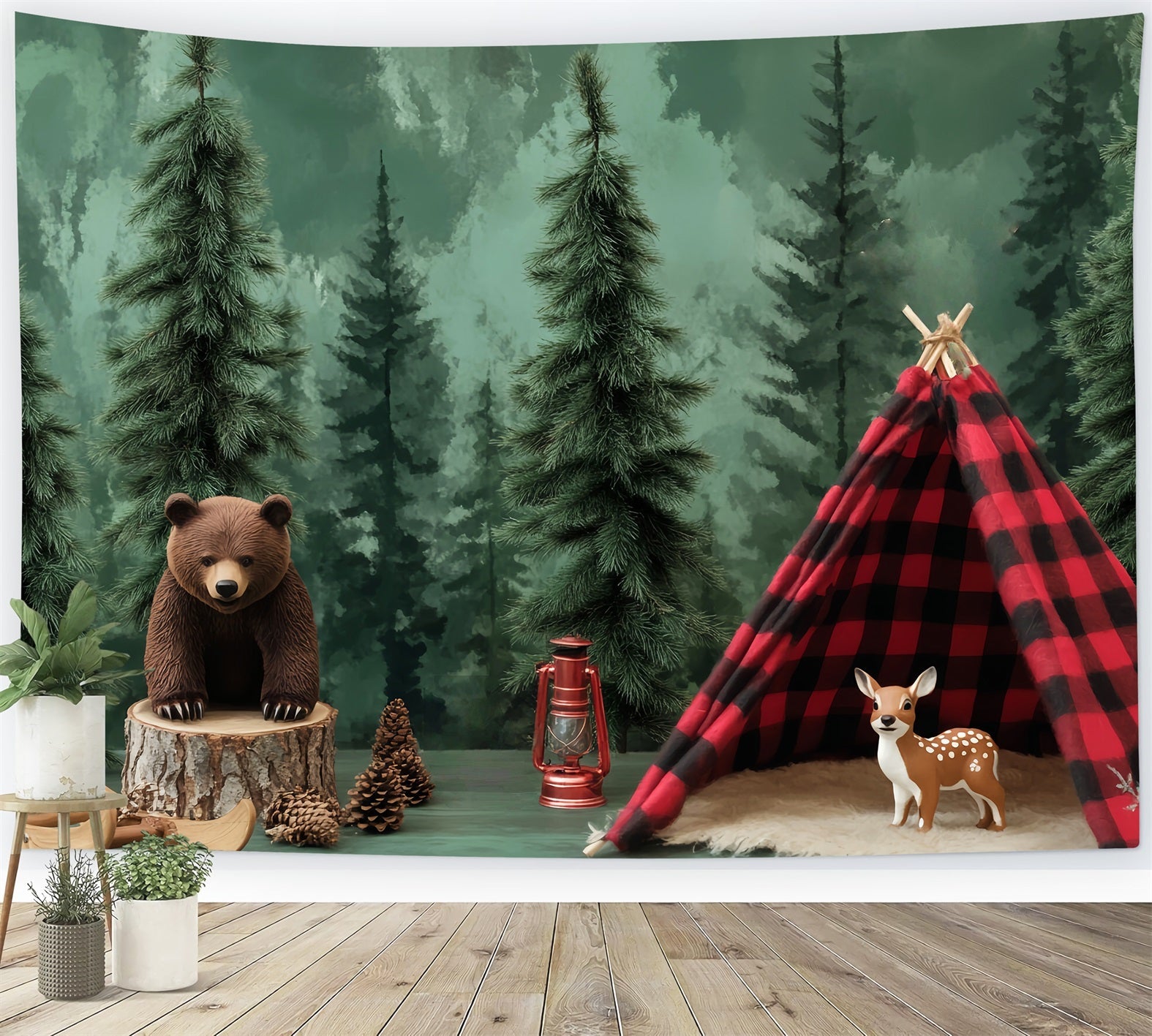 Neugeborenen Fotohintergrund Wald Bär Zelt Abenteuer Fotografie Studio Hintergründe für Kinder LXX58-360