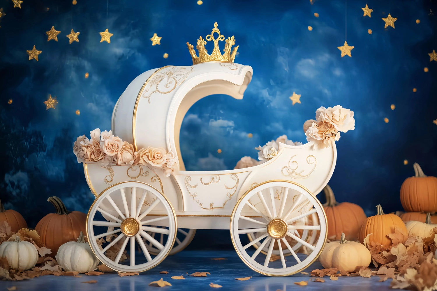 Neugeborenen Fotohintergrund Königliche Kürbis-Kutsche Nacht Kinder Studio Hintergründe LXX58-361
