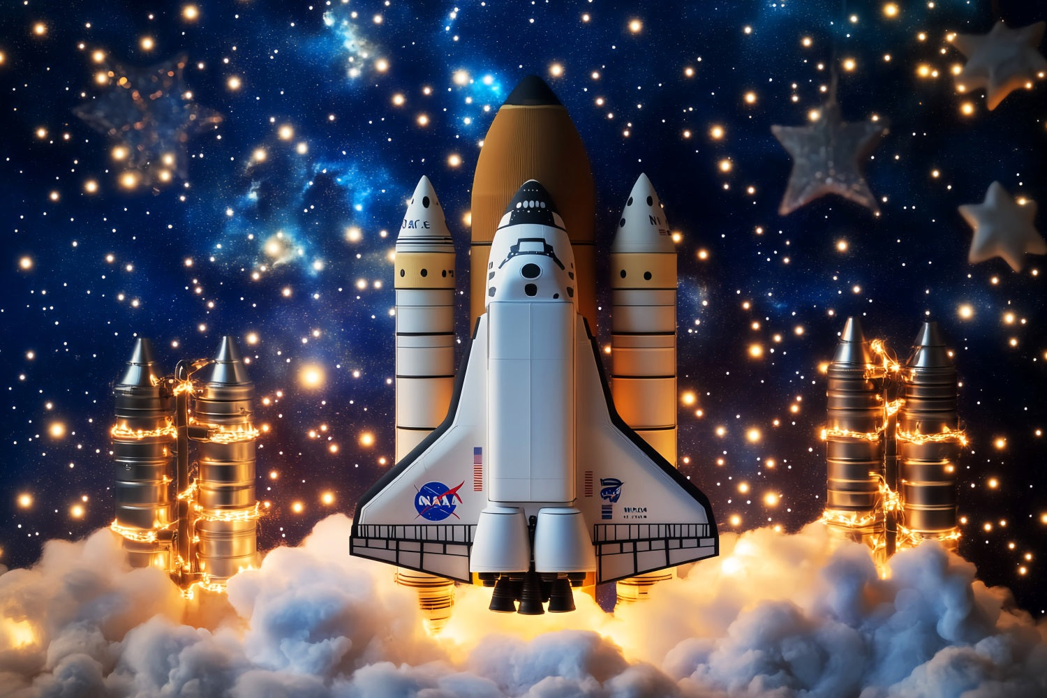 Neugeborenen Fotohintergrund Raketenstart Sternenhimmel Kinder-Fotohintergrund LXX58-362