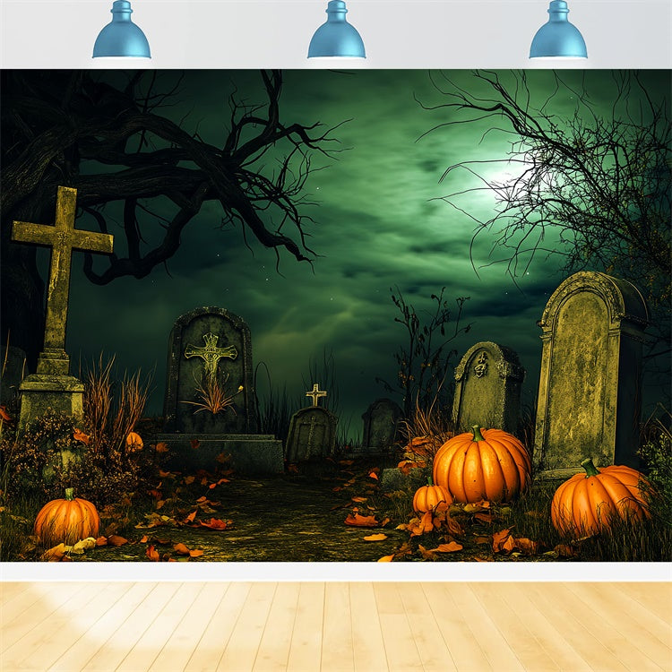 Halloween Friedhof Backdrop Mitternachtsgrabpfad Foto Hintergrund LXX58-37