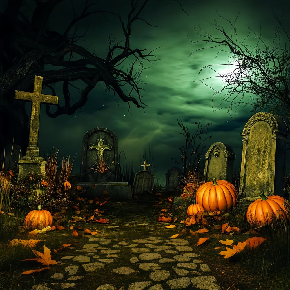 Halloween Friedhof Backdrop Mitternachtsgrabpfad Foto Hintergrund LXX58-37