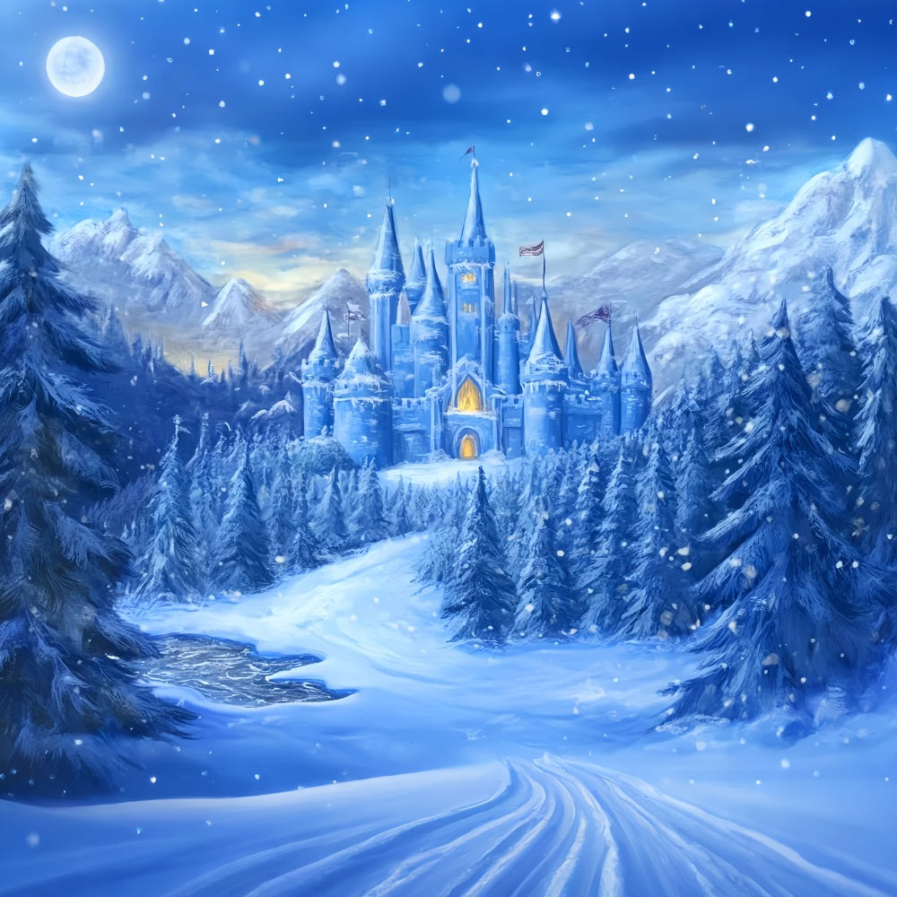 Schloss Fotohintergrund Verzaubertes Winter-Schloss Wunderland-Fotostudio Hintergründe für Kinder LXX58-372