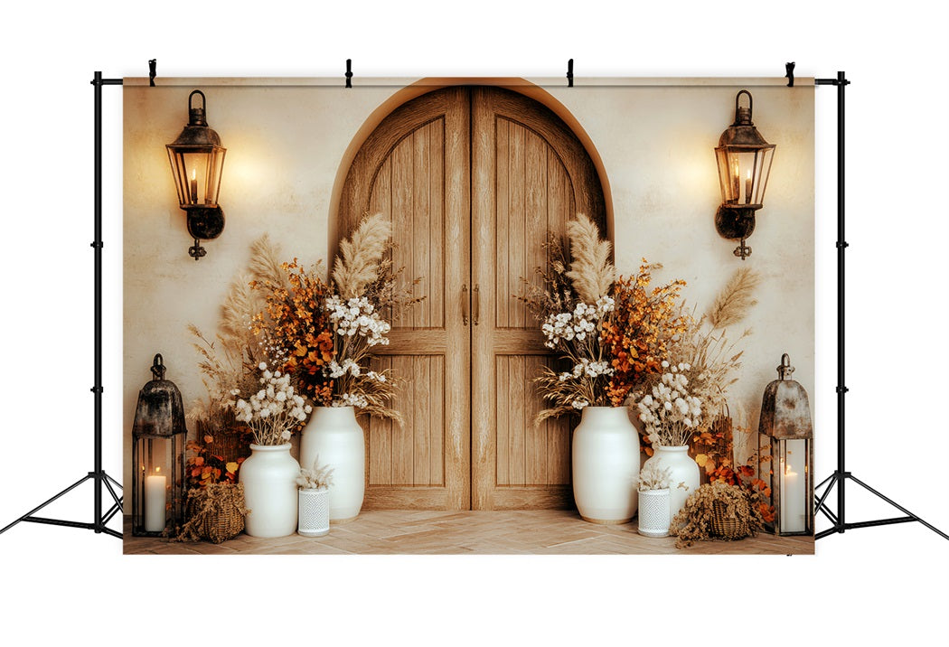 Neugeborenen Fotohintergrund Rustikale Holztür Blumen Neugeborenen Fotografie Hintergrund LXX58-378