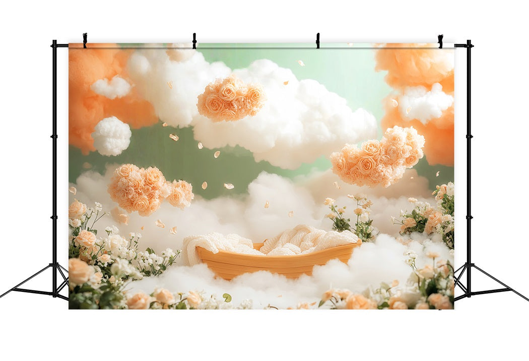 Neugeborenen Fotohintergrund Schwebende Blumen Wolkenreich Fantasie Kinder Fotohintergrund LXX58-386