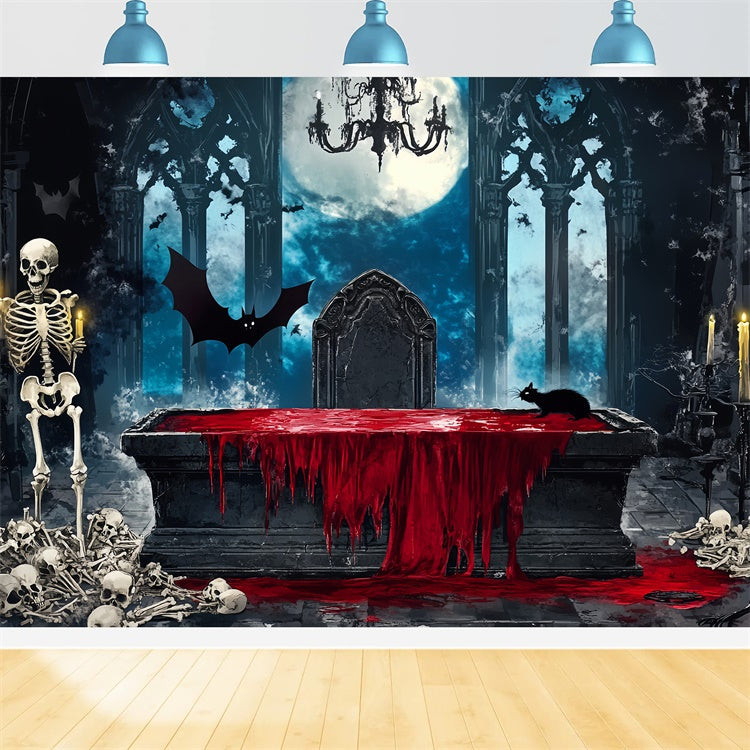 Gruselige Halloween Hintergründe Blutiger gotischer Altar Foto Hintergrund LXX58-39