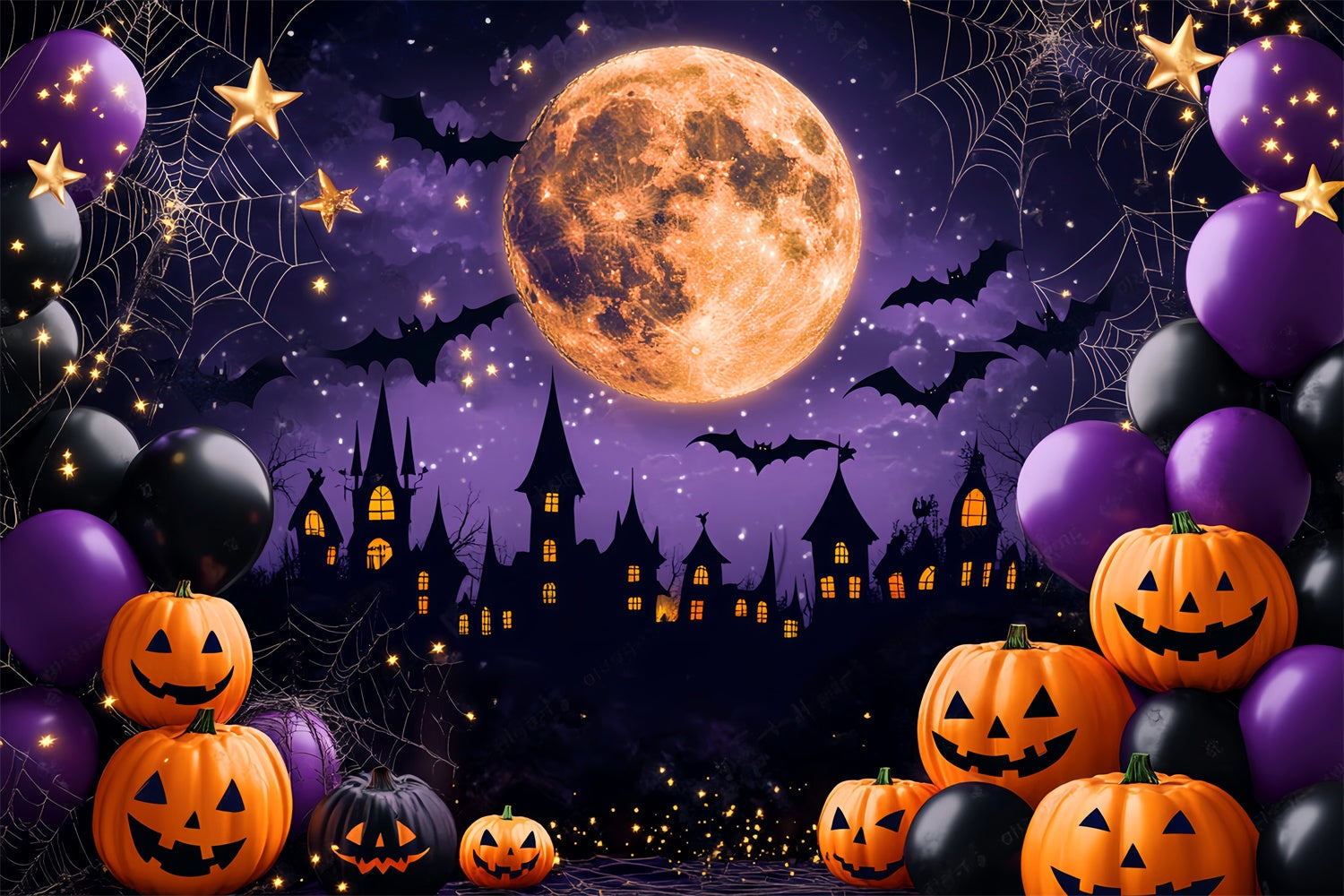 Halloween Foto Hintergrund Gespenstisches Schloss Silhouette Hintergrund LXX58-40