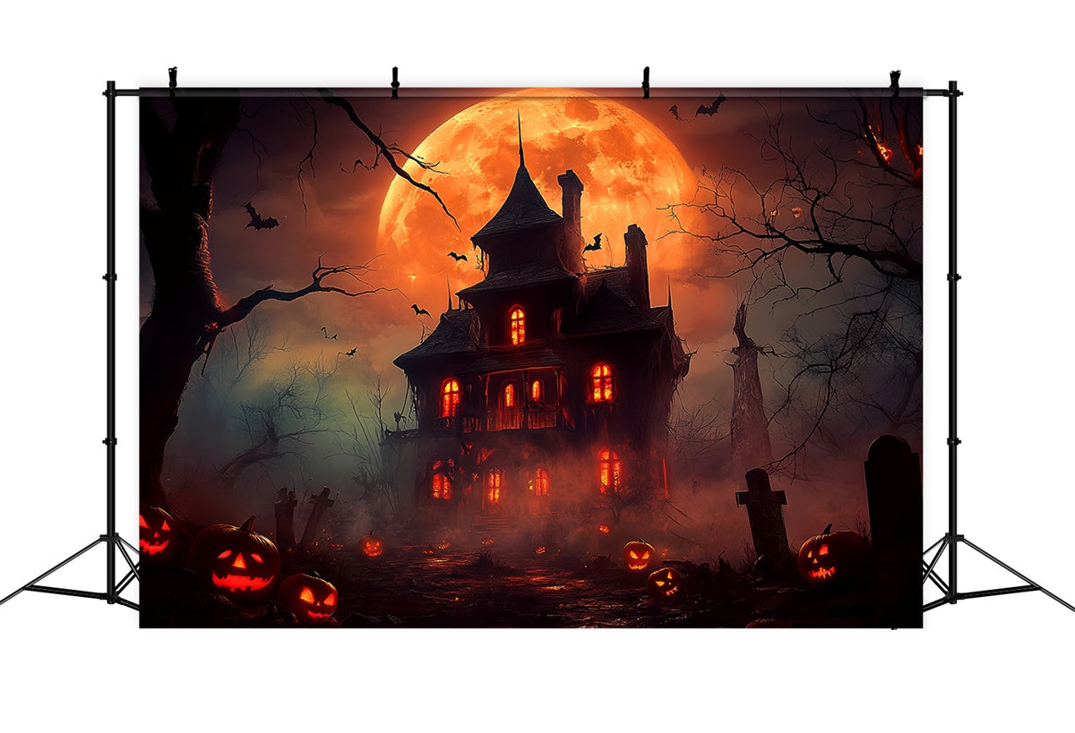 Spukhaus Foto Hintergrund Crimson Moon Horror Hintergrundkulisse LXX58-44
