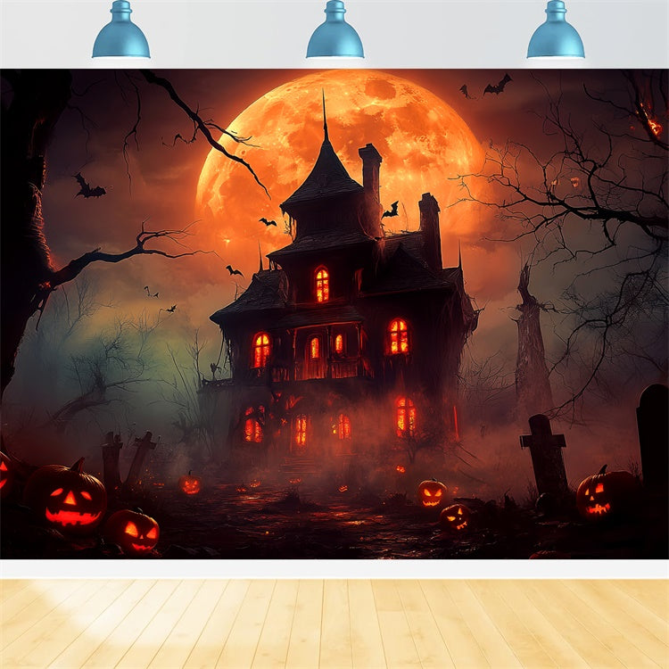 Spukhaus Foto Hintergrund Crimson Moon Horror Hintergrundkulisse LXX58-44