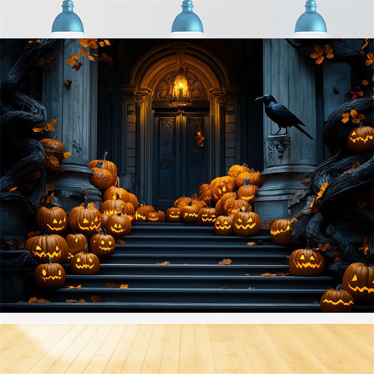 Garagentor Halloween Foto Hintergrund Kürbistreppen Parade Hintergrundkulisse LXX58-45