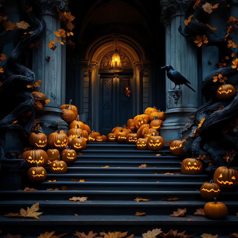 Garagentor Halloween Foto Hintergrund Kürbistreppen Parade Hintergrundkulisse LXX58-45