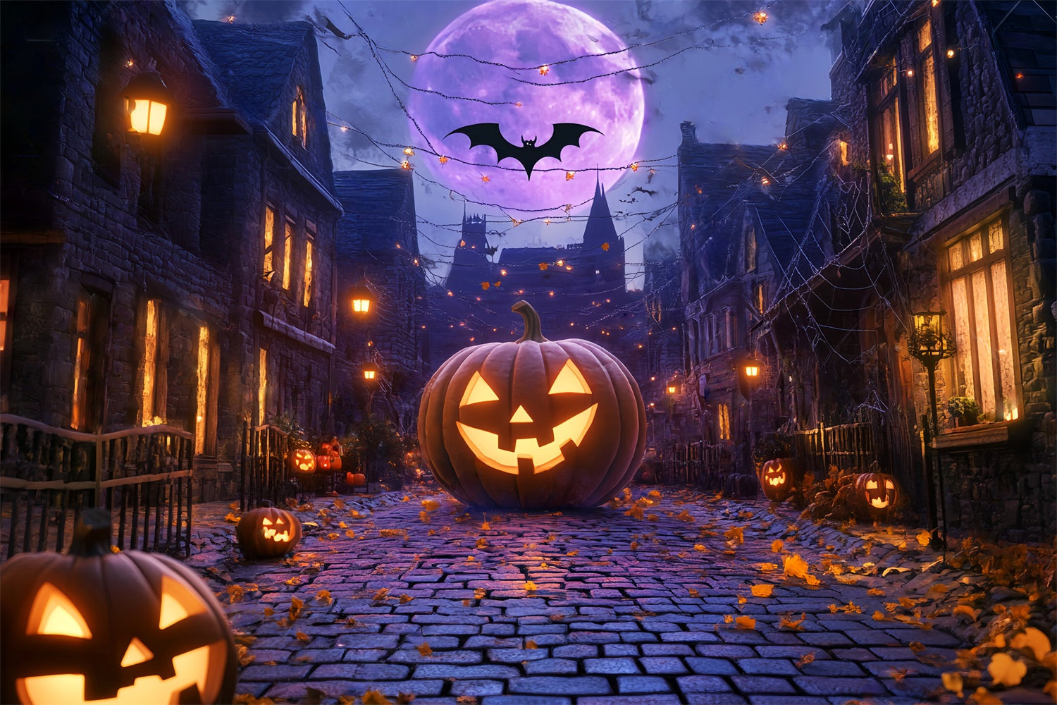 Halloween Fotokulisse Riesige Kürbisgasse Foto Hintergrund LXX58-48