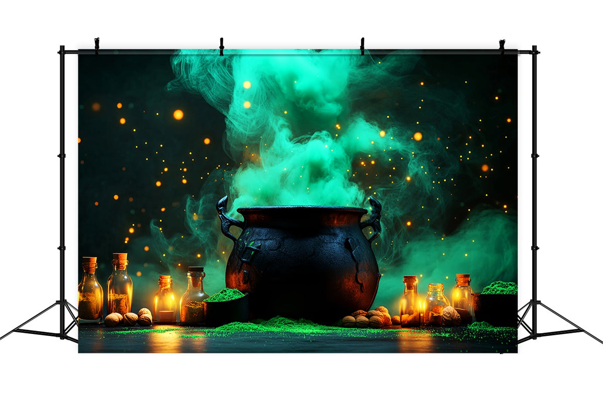 Halloween Fotohintergrund Nebelhexe Kessel Hintergrund LXX58-6