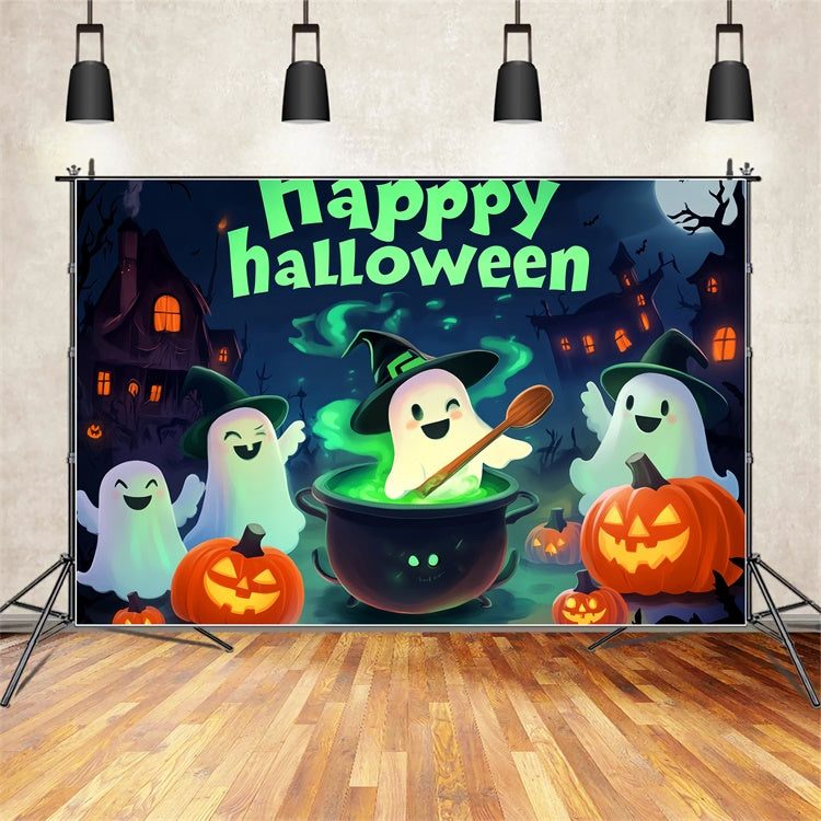 Niedliche Halloween Hintergrundkulisse Geister Cartoon Foto Hintergrund LXX58-7