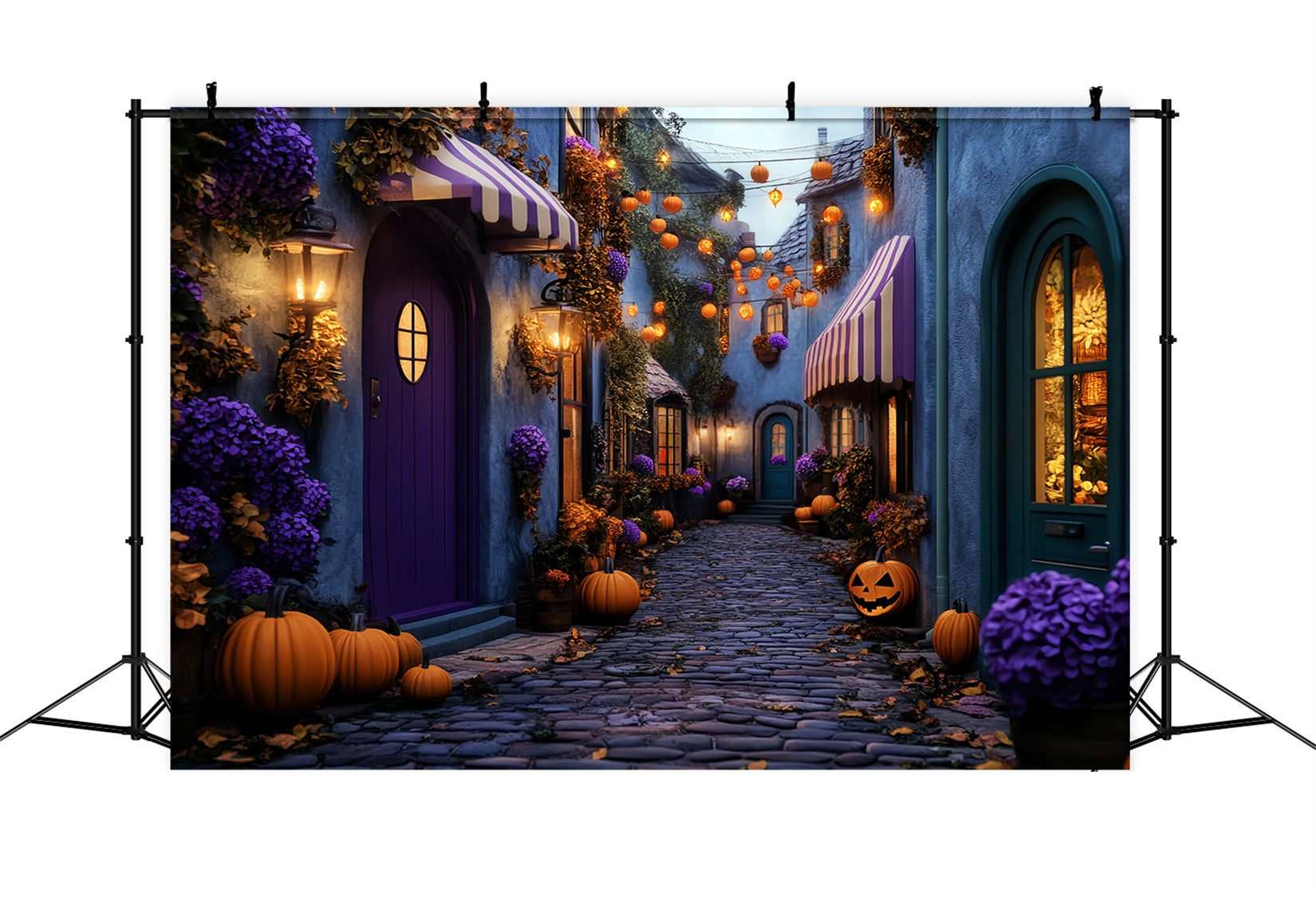 Farbiger Fotohintergrund Spukdorf Kürbisallee Halloween-Fotohintergrund LXX59-101