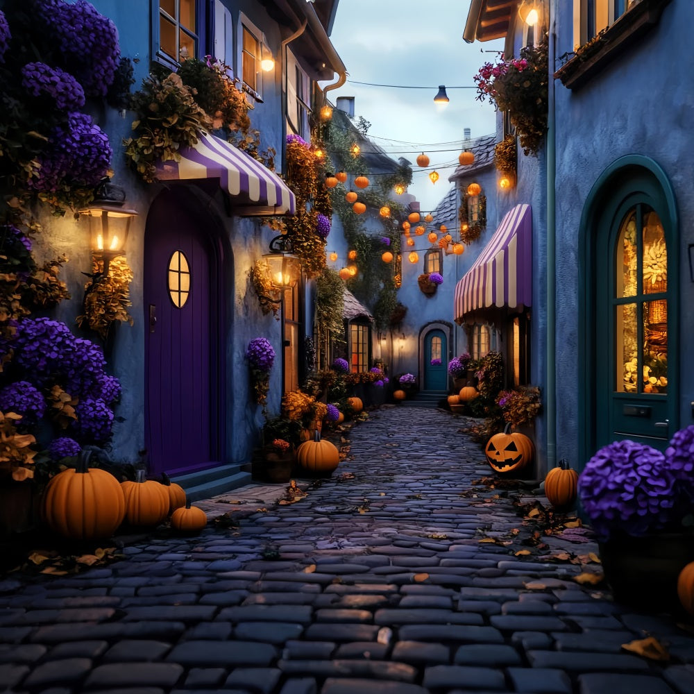 Farbiger Fotohintergrund Spukdorf Kürbisallee Halloween-Fotohintergrund LXX59-101