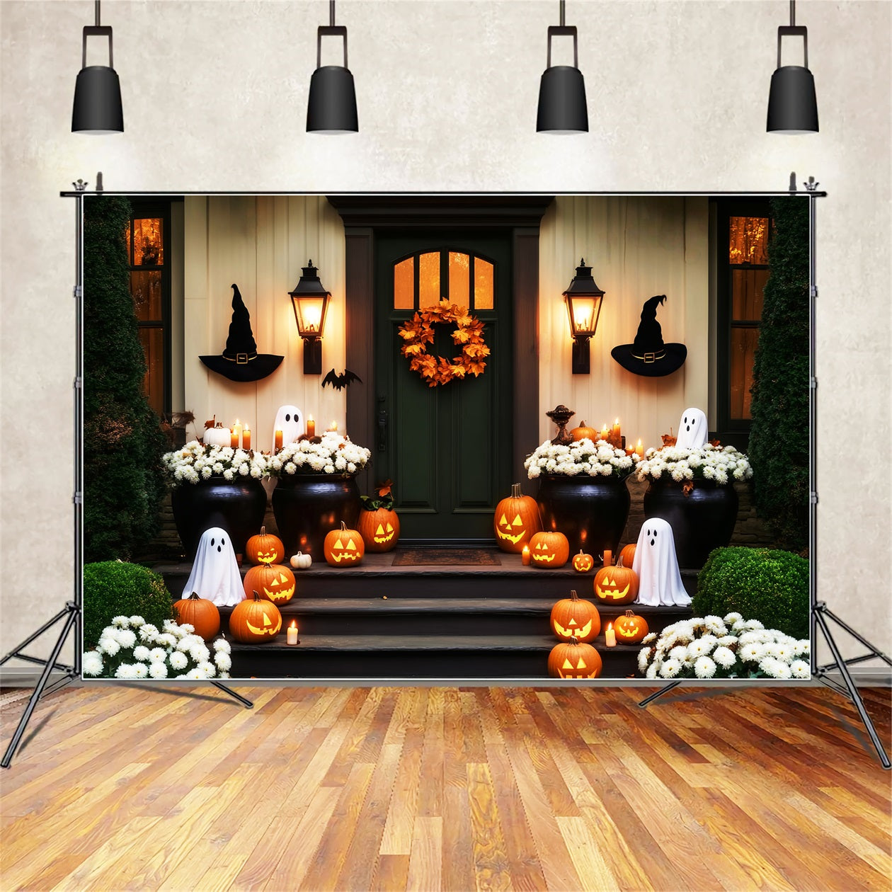 Halloween Geister Fotohintergrund Kürbis Geisterblume Eingang Halloween Fotohintergrund LXX59-105
