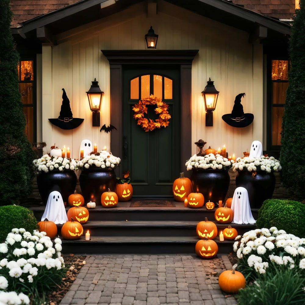 Halloween Geister Fotohintergrund Kürbis Geisterblume Eingang Halloween Fotohintergrund LXX59-105