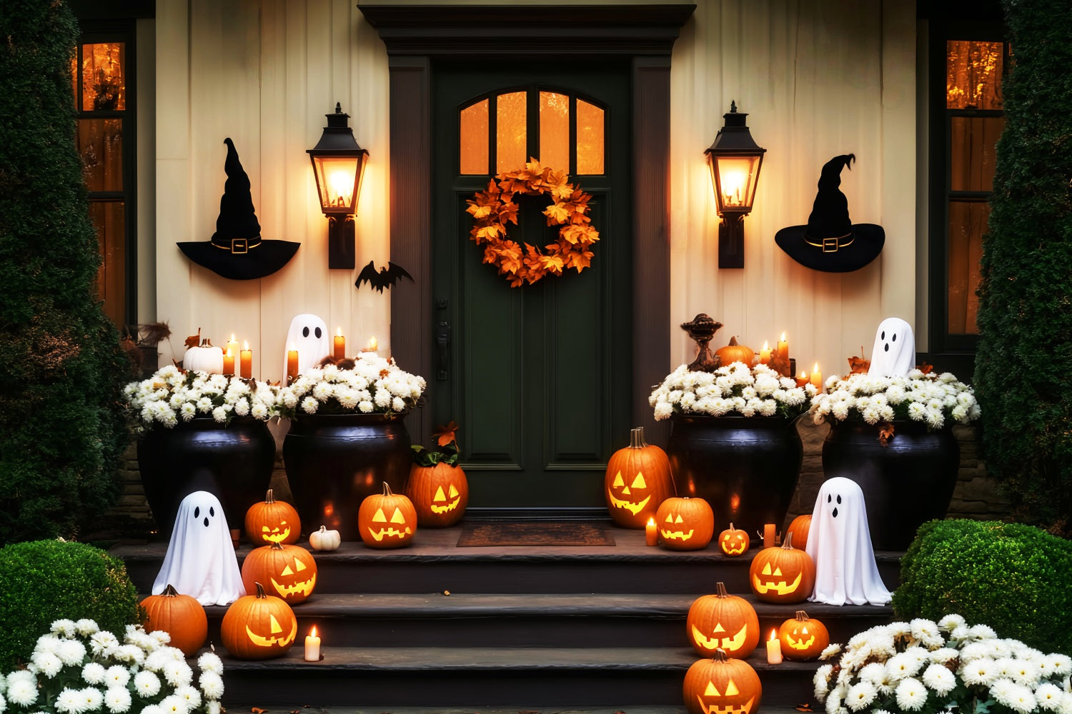 Halloween Geister Fotohintergrund Kürbis Geisterblume Eingang Halloween Fotohintergrund LXX59-105