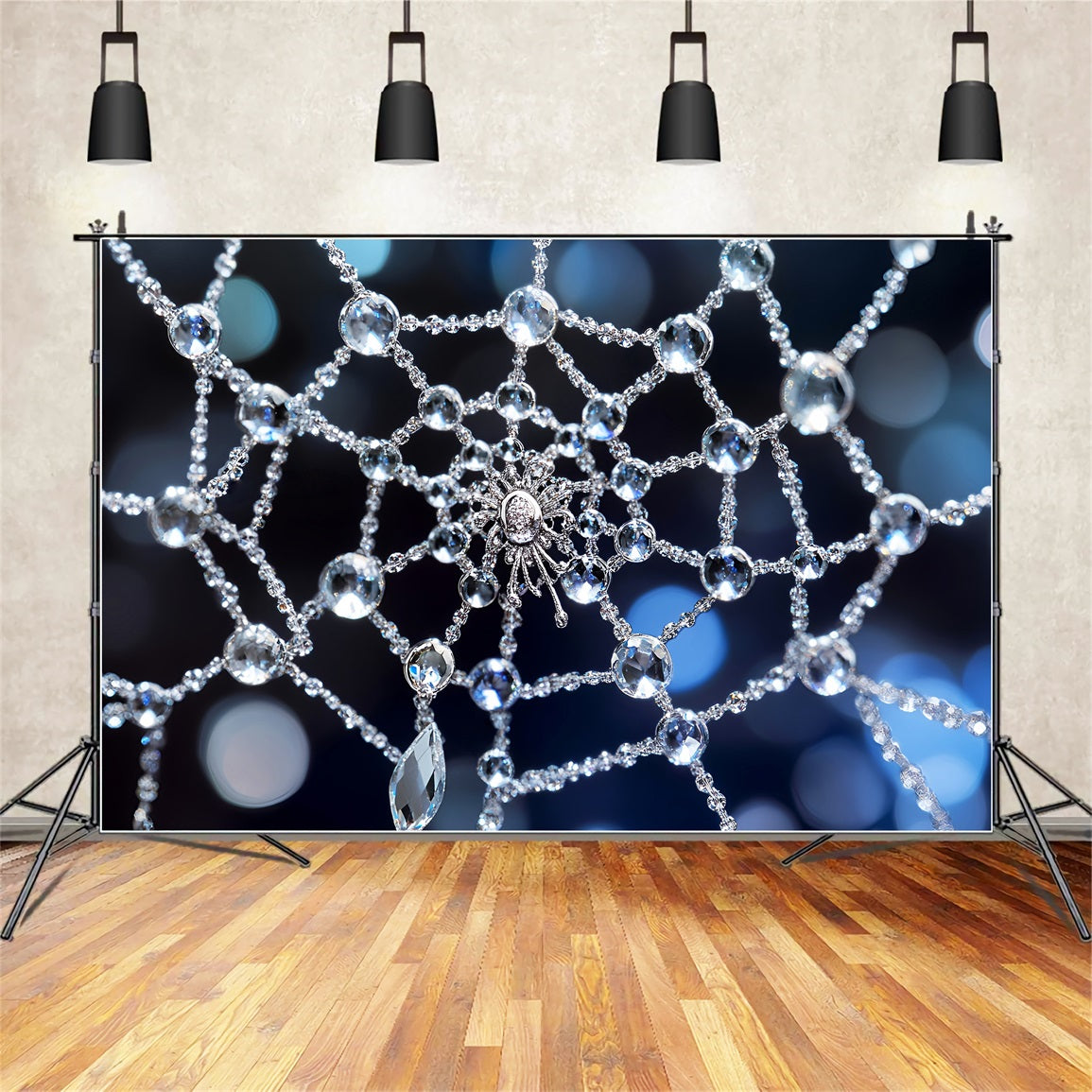 Halloween Spinnen Fotohintergrund Kristallspinnennetz Glitzernder Halloween Fotohintergrund Ideen LXX59-109