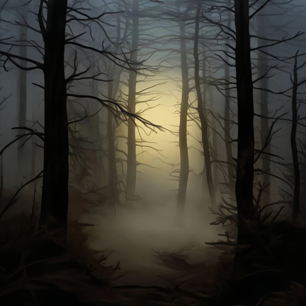 Spukwald Fotohintergrund Nebliges Leuchten Spukwald Halloween-Hintergründe LXX59-117