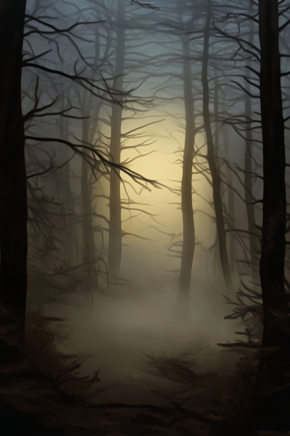 Spukwald Fotohintergrund Nebliges Leuchten Spukwald Halloween-Hintergründe LXX59-117