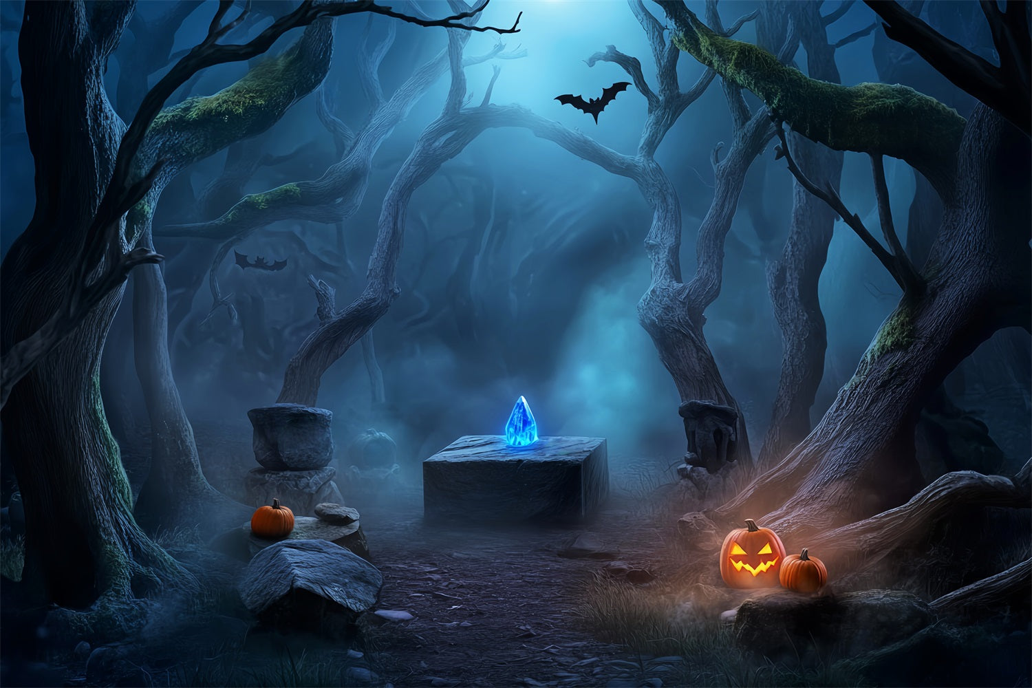 Spukwald Fotohintergrund Kristallaltar Spukwald Gruseliger Halloween Fotohintergrund LXX59-119