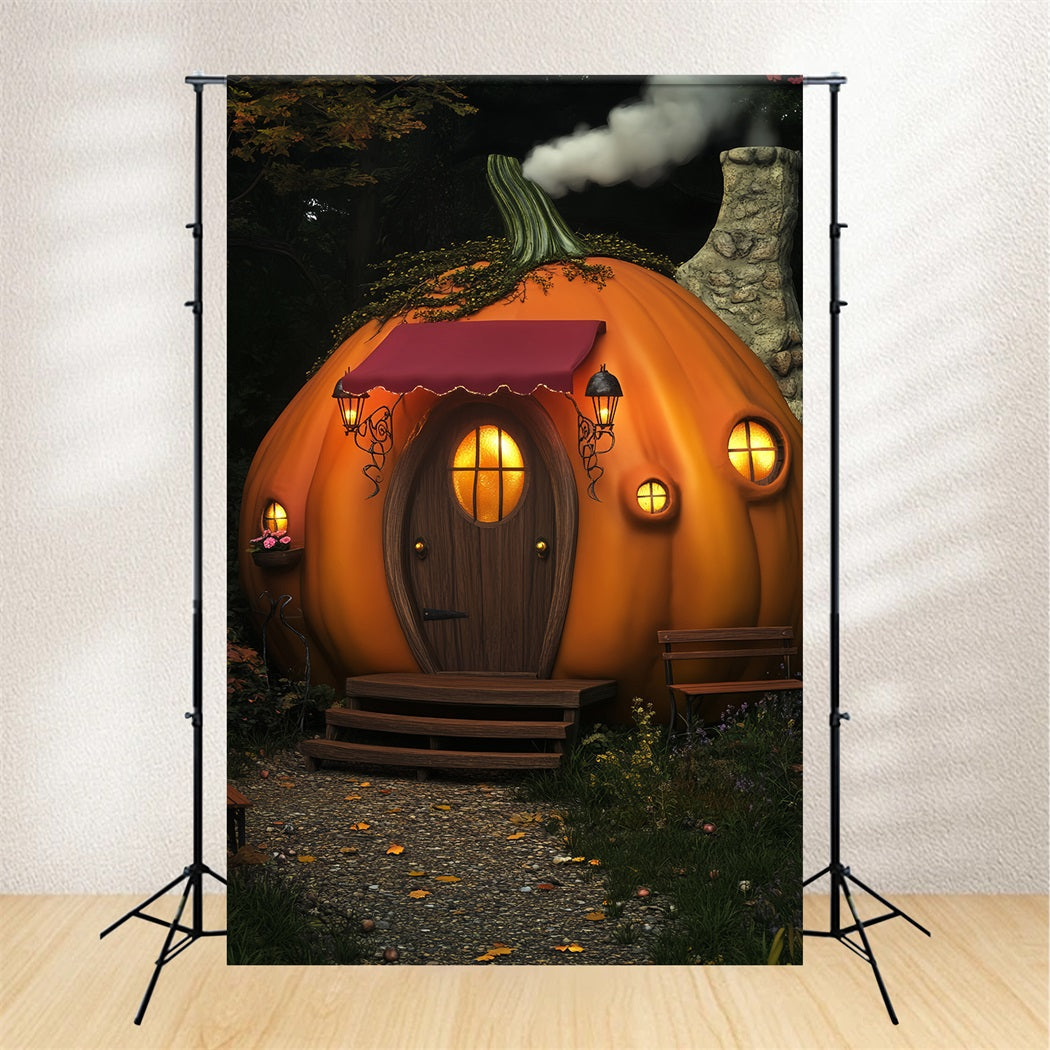 Spukwald Fotohintergrund Kürbishäuschen Laternenhaus Halloween Fotohintergrundideen LXX59-120