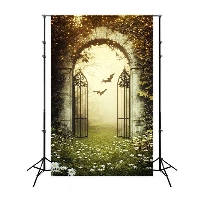 Spukwald Fotohintergrund Goldenem Licht Efeubogen Halloween-Fotohintergründe LXX59-126