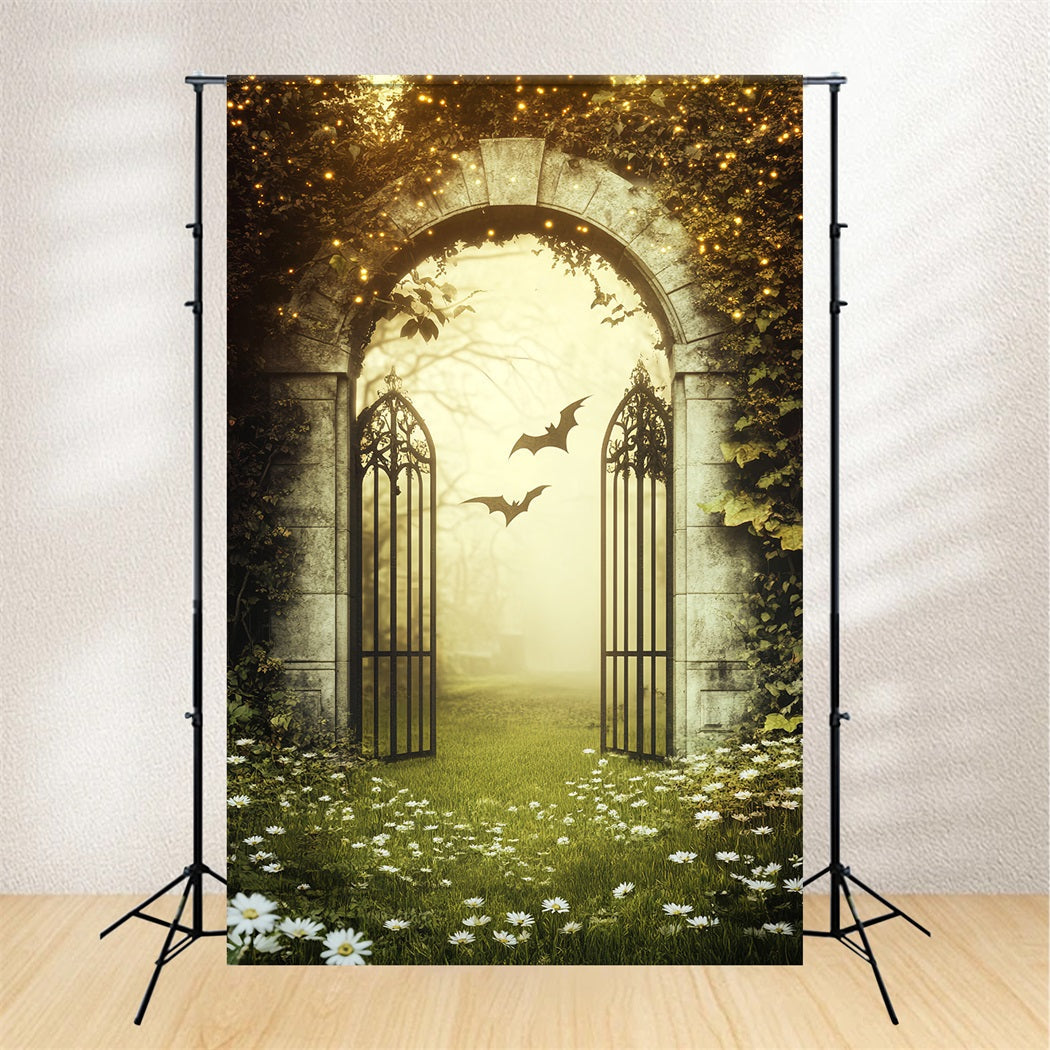 Spukwald Fotohintergrund Goldenem Licht Efeubogen Halloween-Fotohintergründe LXX59-126