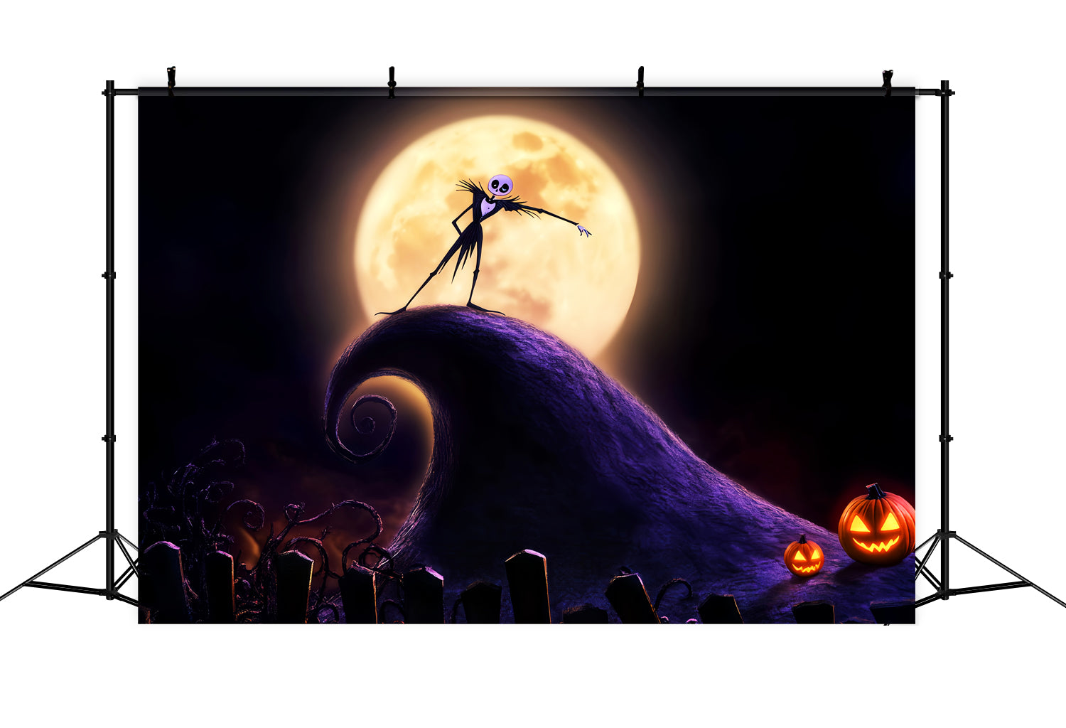 Friedhof Fotohintergrund Skelettkönig Vollmondhügel Halloween Fotohintergrund LXX59-129