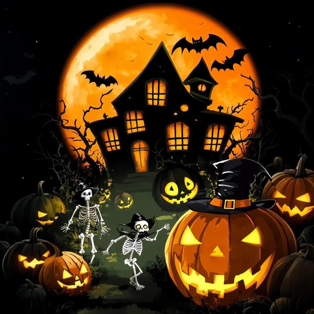 Spukwald Fotohintergrund Spukvilla Skelettparade Halloween-Fotohintergrund LXX59-131