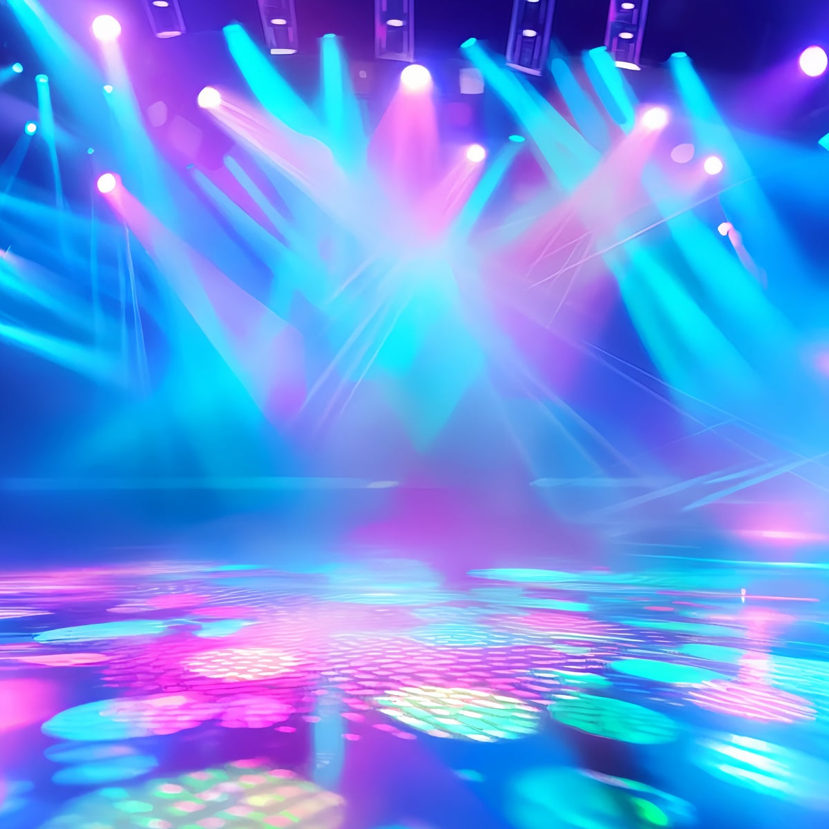 Abstrakter Tanzstudio-Fotohintergrund Lebendige Neon-Bühnenbeleuchtung Tanzfotohintergrund LXX59-14