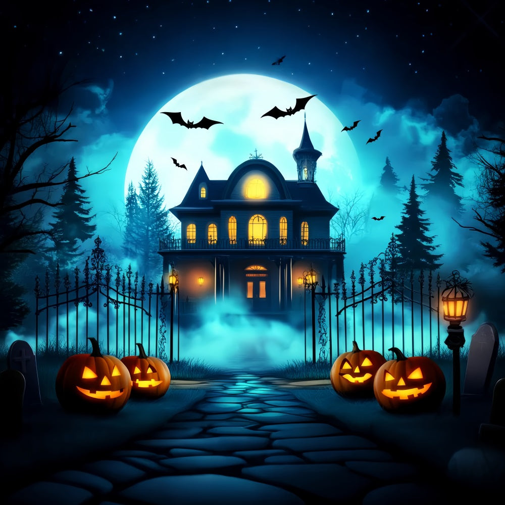 Halloween-Farben Fotohintergrund Leuchtende Kürbislaternen Tor Halloween-Fotohintergründe LXX59-144