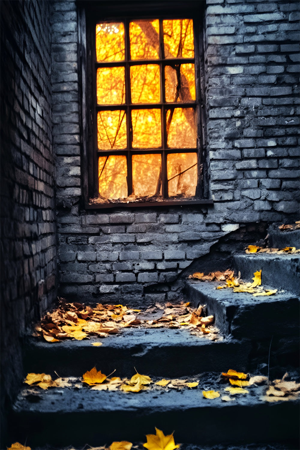 Halloween-Farbbackdrop Rustikales Fenster Herbstblätter Halloween-Backdrop LXX59-146