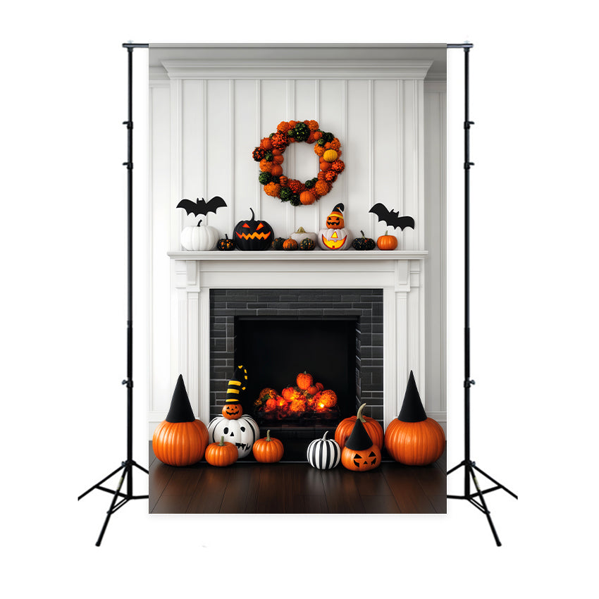 Halloween-Farbbackdrop Kürbis Kamin Festliche Dekoration Halloween-Backdrops LXX59-147