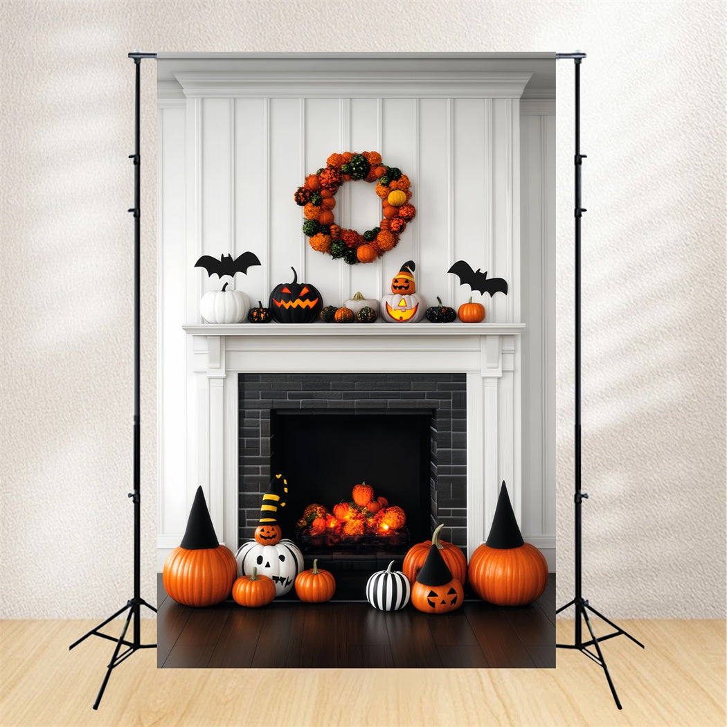 Halloween-Farbbackdrop Kürbis Kamin Festliche Dekoration Halloween-Backdrops LXX59-147