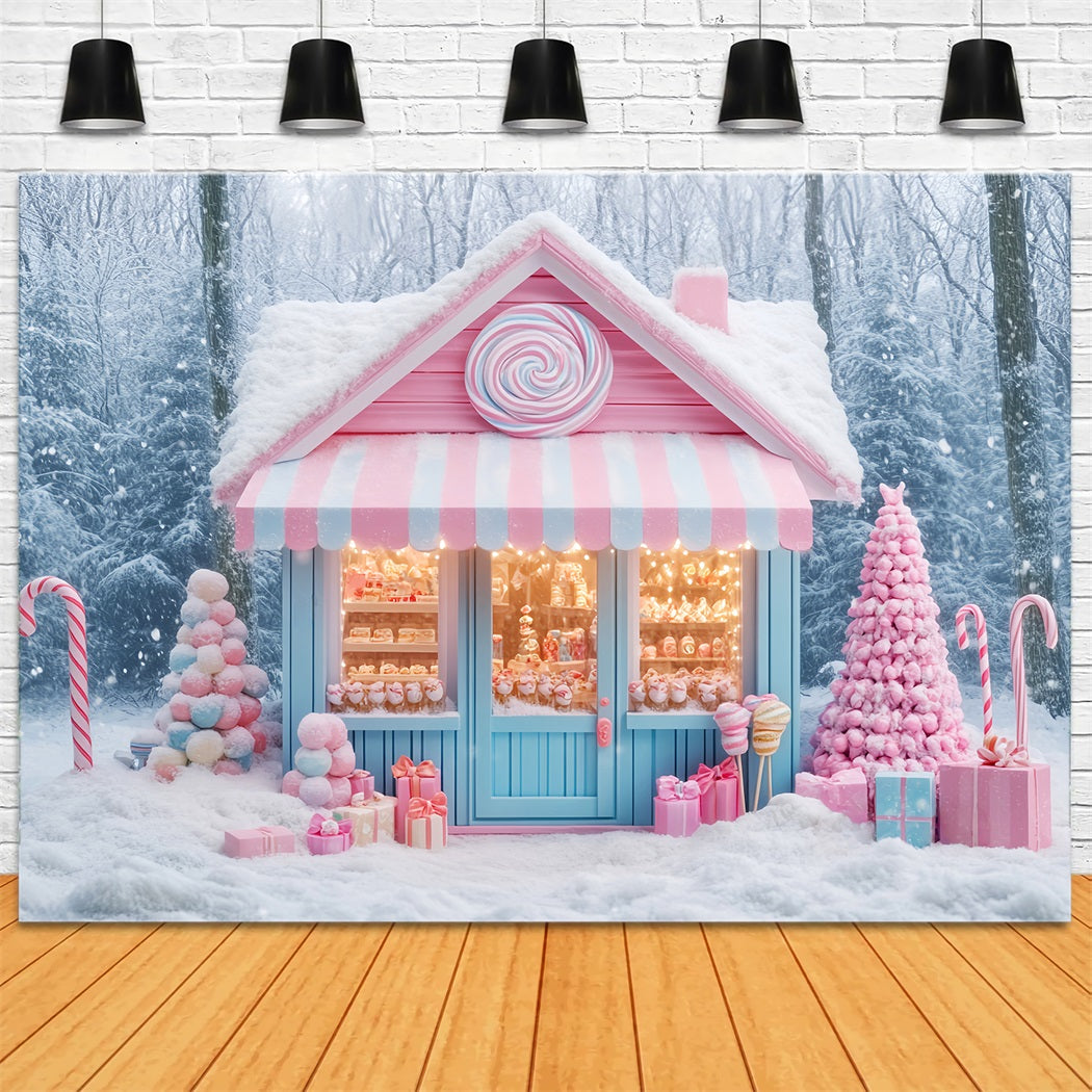 Candyland-Fotohintergrund Süßwarenladen Winterwunderland Weihnachtshintergrund LXX59-162