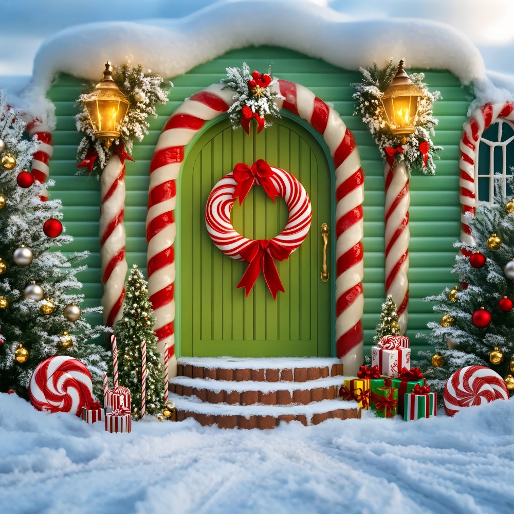 Candyland-Fotohintergrund Candy House Pastellfarbenes Wunderland Weihnachtsfoto-Hintergründe LXX59-166