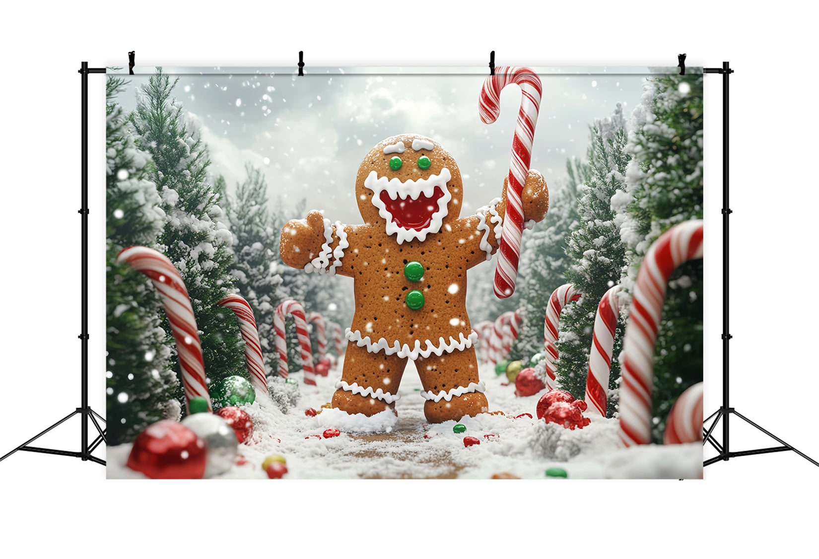 Lebkuchen-Fotohintergrund Lebkuchenmann-Bonbonpfad Weihnachtsfoto-Fotohintergrund LXX59-204