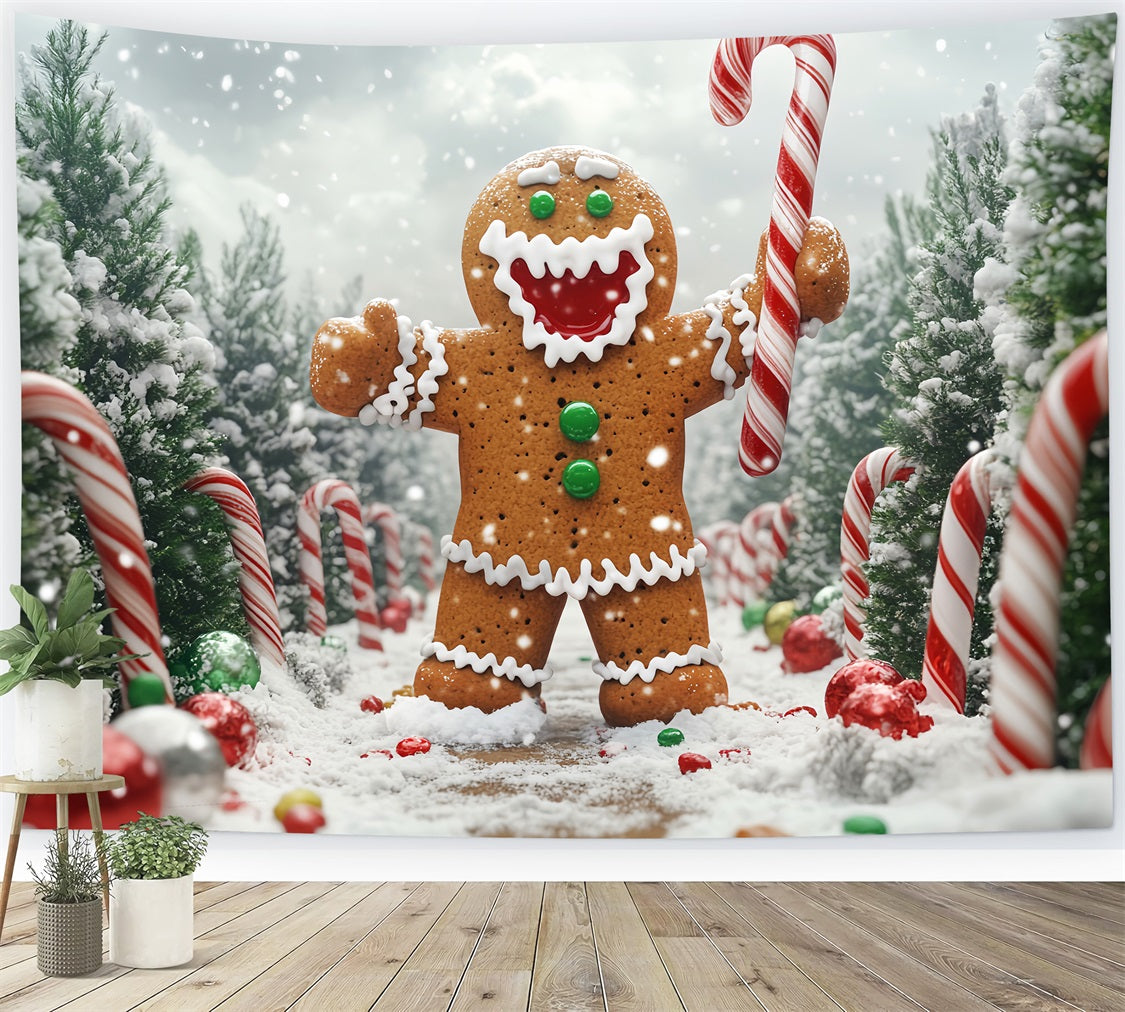 Lebkuchen-Fotohintergrund Lebkuchenmann-Bonbonpfad Weihnachtsfoto-Fotohintergrund LXX59-204