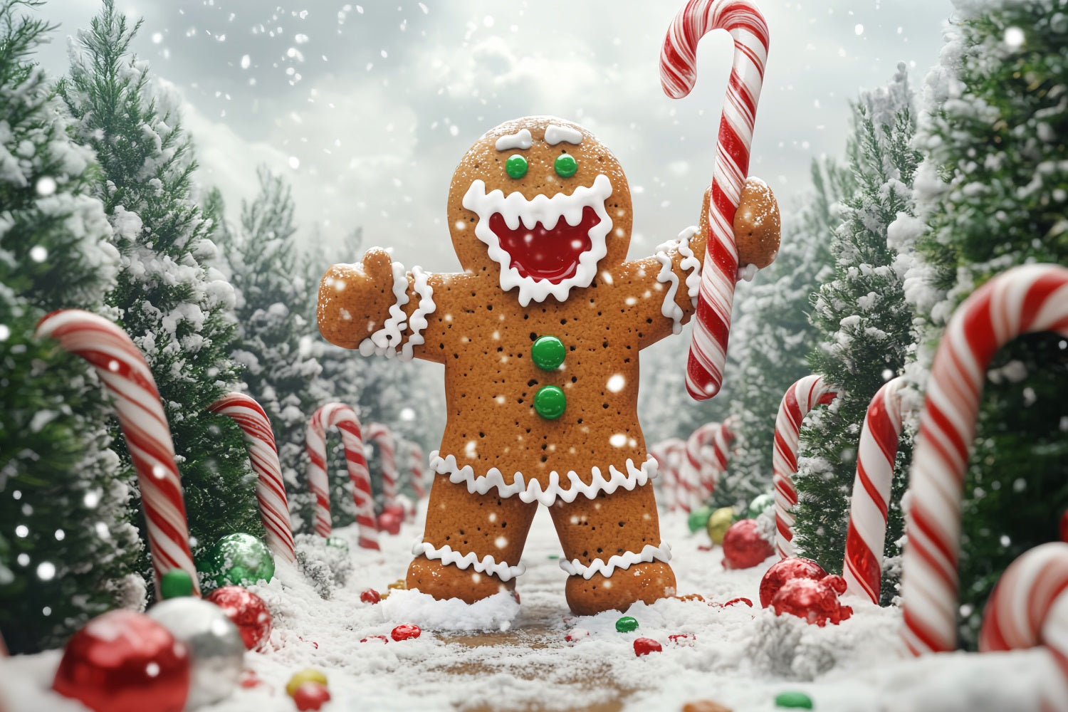 Lebkuchen-Fotohintergrund Lebkuchenmann-Bonbonpfad Weihnachtsfoto-Fotohintergrund LXX59-204