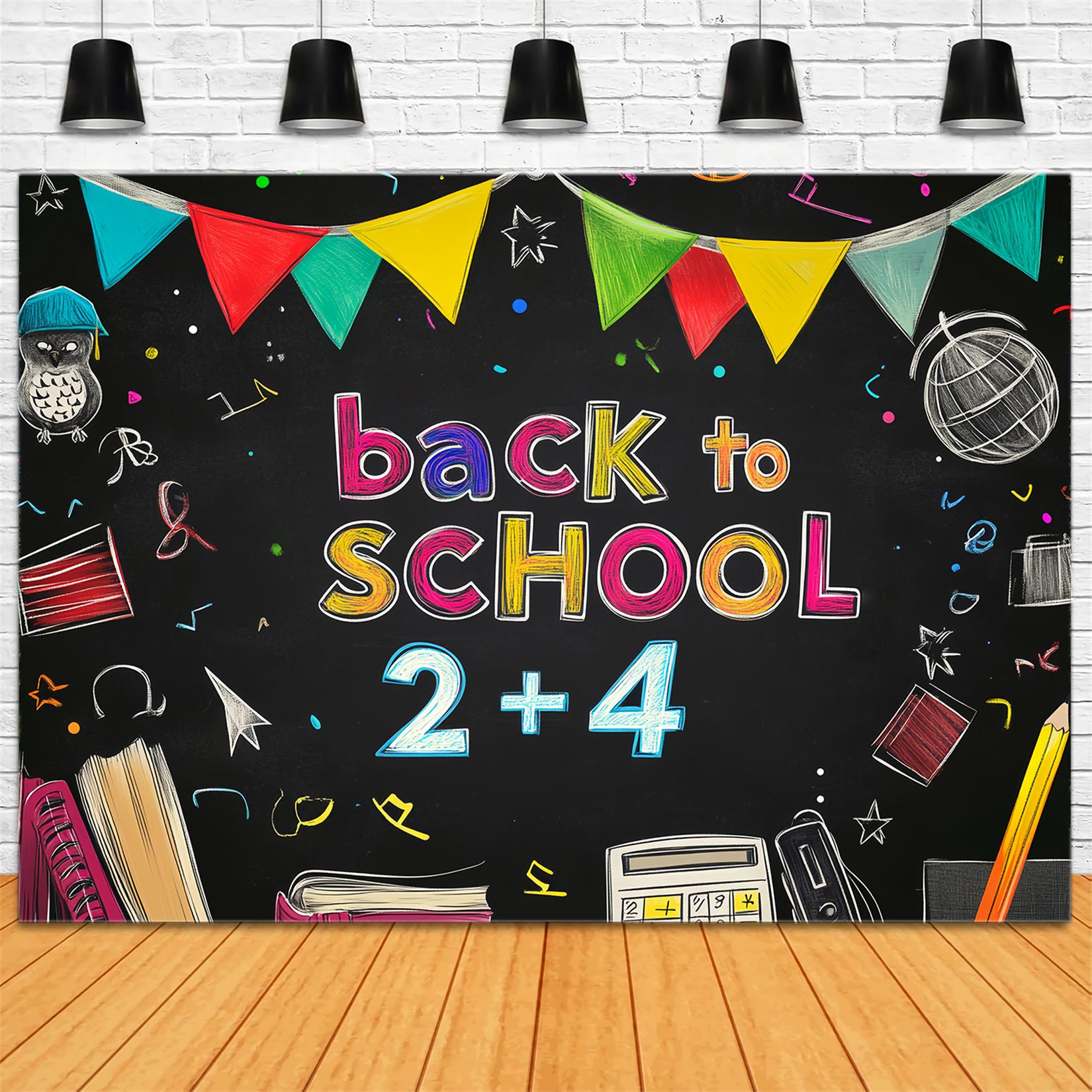 Zurück zur Schule Fotohintergrund Tafel Banner Buchstaben Schulfoto-Fotohintergrund LXX59-206