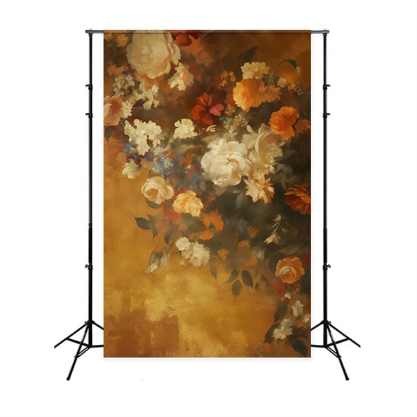 Abstrakte Malerei BlumenFotohintergrund Golden Vintage Blumenmuster Tanzfotohintergründe LXX59-21