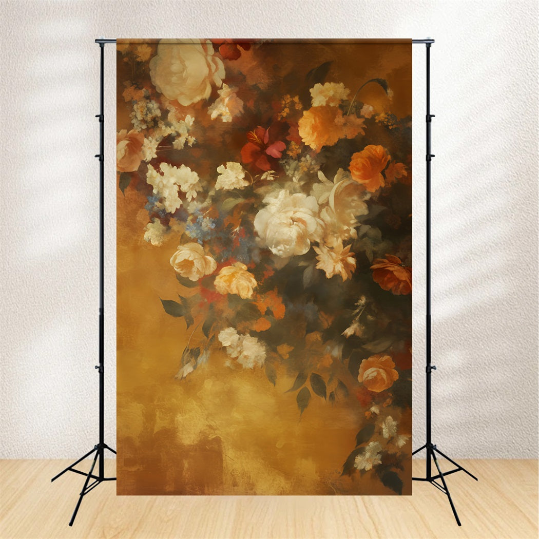 Abstrakte Malerei BlumenFotohintergrund Golden Vintage Blumenmuster Tanzfotohintergründe LXX59-21