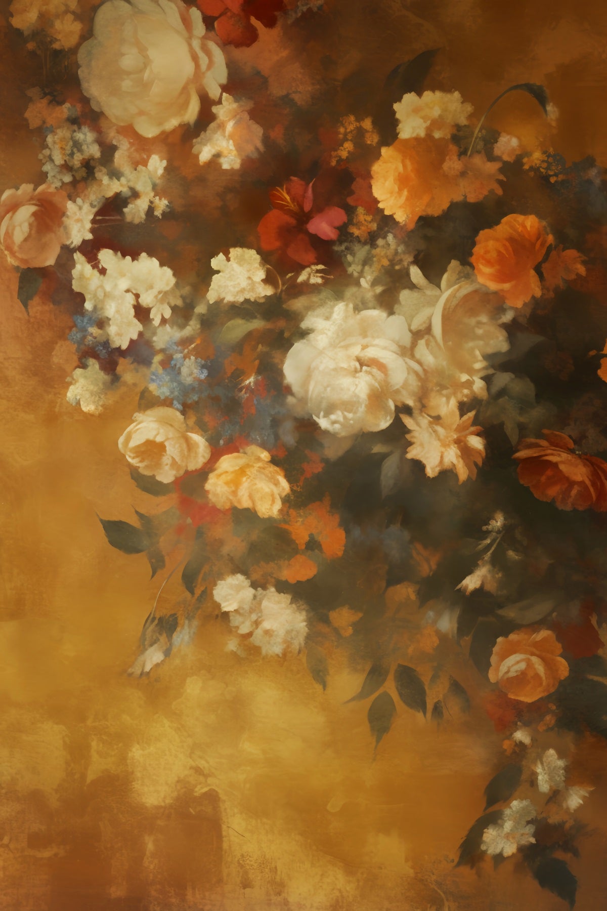 Abstrakte Malerei BlumenFotohintergrund Golden Vintage Blumenmuster Tanzfotohintergründe LXX59-21